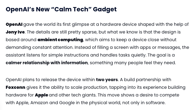 OpenAI推出“Calm Tech”硬件设备 发力消费电子新赛道